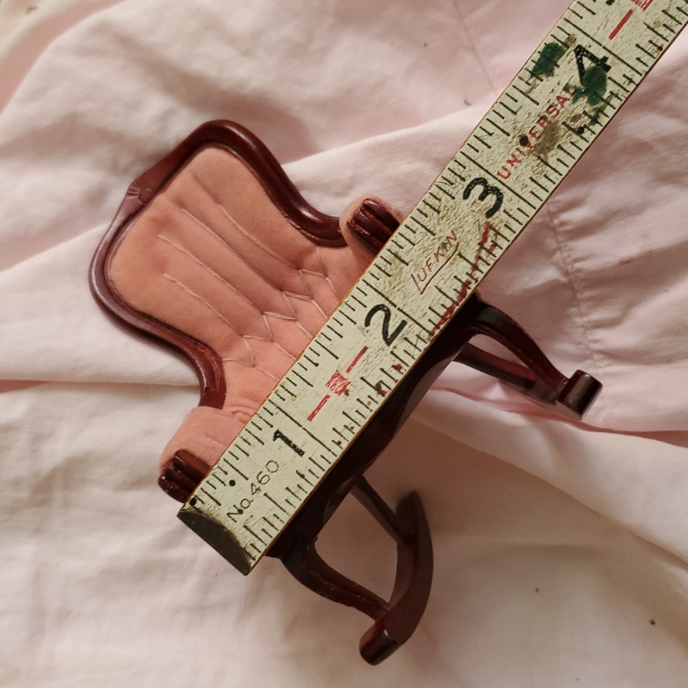 Antique Vintage Pink Upholstered Rocking Chair Doll House Miniature 1:12 scale - Picture 7 of 7